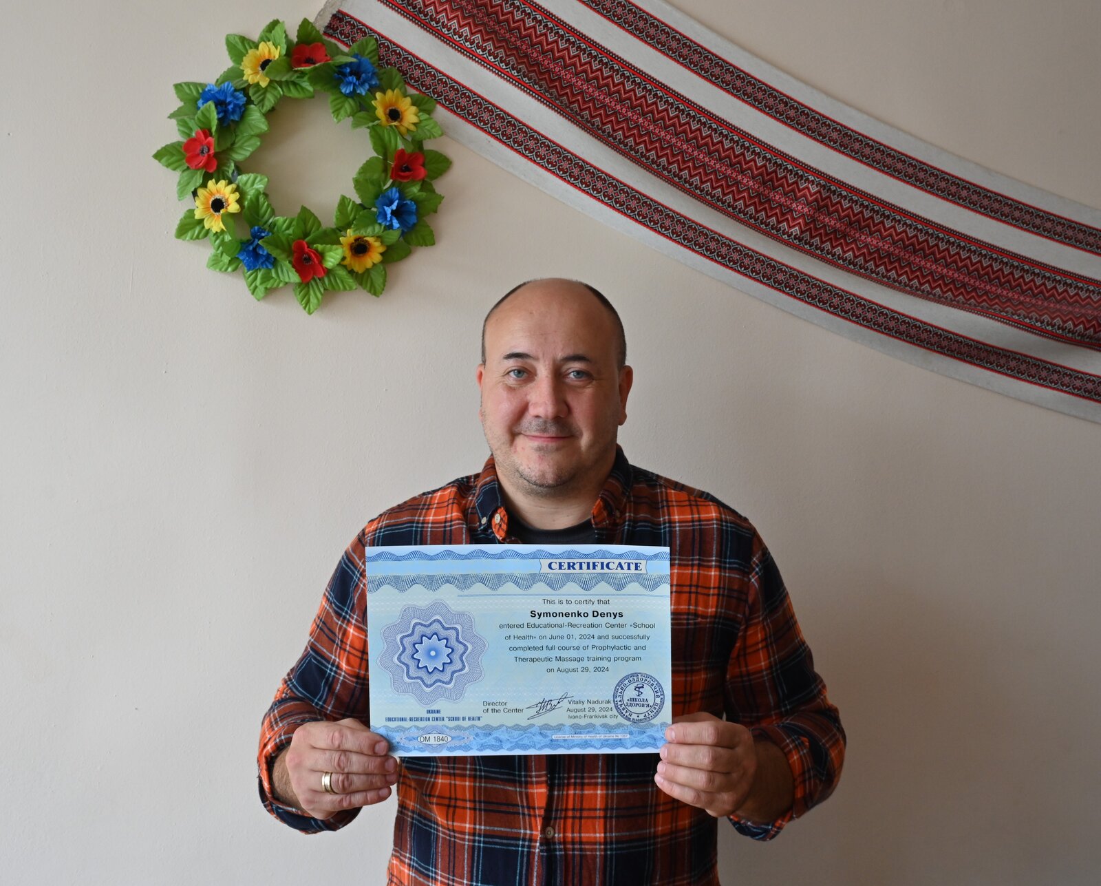 The skills he gained during the course will help Denys find a job at a hospital or start a private practice